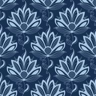 Blue persian paisley seamless floral pattern