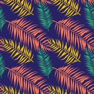 Seamless color palm leaves pattern Flat style N9