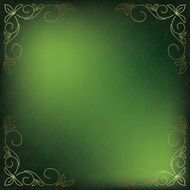 green vector card with golden decor in the corners