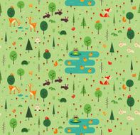 Seamless Forest with Animals Pattern N2