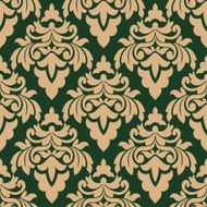 Green and beige seamless floral pattern
