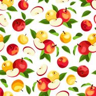 Seamless pattern with apples and leaves Vector illustration