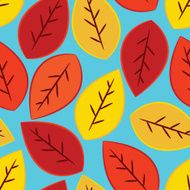 Fall leaves seamless pattern on blue background N2