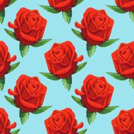 Watercolor seamless pattern with red roses flowers