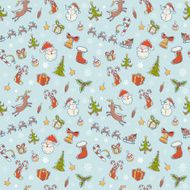 Seamless Christmas hand drawn pattern with symbols
