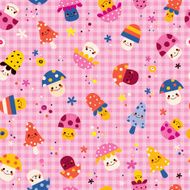 cute mushrooms characters nature pink seamless pattern