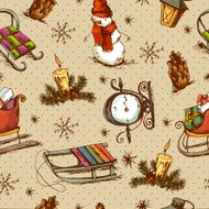Hand-drawn Christmas Seamless Background N4