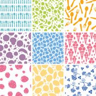 Nine Food Seamless Patterns Set