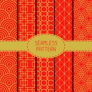 Set of geometric national chinese seamless pattern Wrapping paper collection