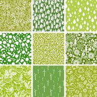 Nine Eco Nature Seamless Patterns set