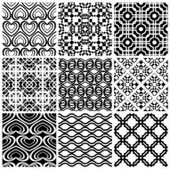 Monochrome geometric patterns set