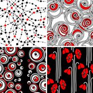 Black white and red seamless collection