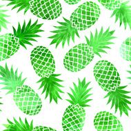 Vintage green watercolor pineapple seamless pattern
