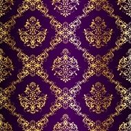 Intricate Gold-on-Purple seamless sari pattern N2