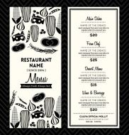 Black and White Restaurant Menu Design Template Layout