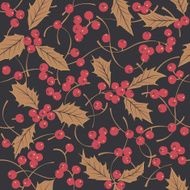 Berries Red on black seamless background