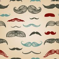 Mustache hand-drawn seamless set N2