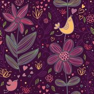 Cartoon seamless pattern with birds in love