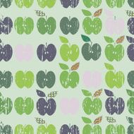 Seamless pattern Green apples in hipster style on mint background