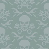 Skull and Pistons Seamless Background