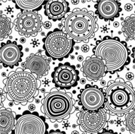 black and white seamless flower pattern