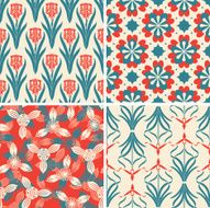 red blue floral patterns