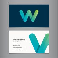 Business card with alphabet letter w