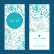 Vector blue line art flowers vertical round frame pattern invitation