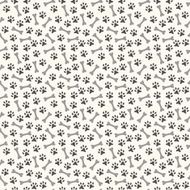 Animal seamless vector pattern of paw footprint and bone Endles
