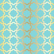 Simple abstract arabesque pattern - turquoise and golden