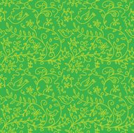 Hand Drawn Doodled Birds And Vines Seamless pattern