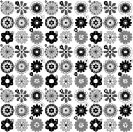 Black and White Abstract Floral Seamless Repeat Pattern