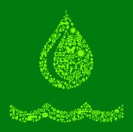 Water Drop On Green Environmental Conservation and Nature Icon Pattern