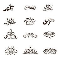 Calligraphic decorative elements and Ornaments in format for Web Pages