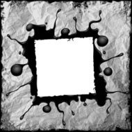 Inkblot-frame on crumpled paper