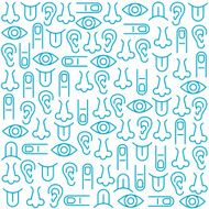Sensory Perception Icon Set And Background Seamless Pattern