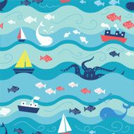 Childrens Ocean Life Seamless Repeating Pattern N2