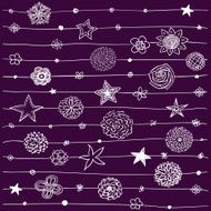 Seamless background - Stars and flowers