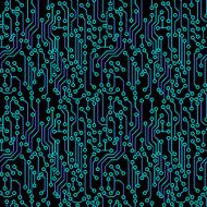 Computer electronic microcircuit board Vector seamless pattern