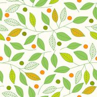 Seamless pattern with leaves and berries