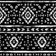 White aztec ornaments on black geometric ethnic seamless pattern vector