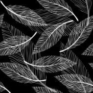 Monochrome seamless pattern with feathers Vector design
