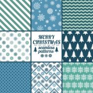 Set Of Christmas And New Year Seamless Patterns