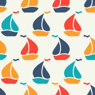 Seamless vector pattern of colorful sailboat shape