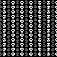 White skull patterns on black background
