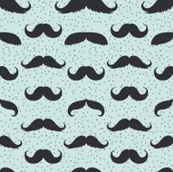 Seamless Men&#039;s Moustache Pattern Illustration on Blue Background