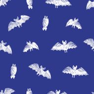 Vector halloween seamless pattern with hand drawn bats N3