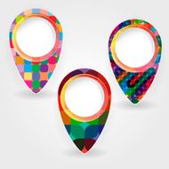 Set of bright map pointers marker icons