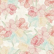 Abstract vintage seamless flower pattern with orchid