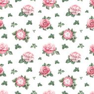 Watercolor pattern with rose illustration